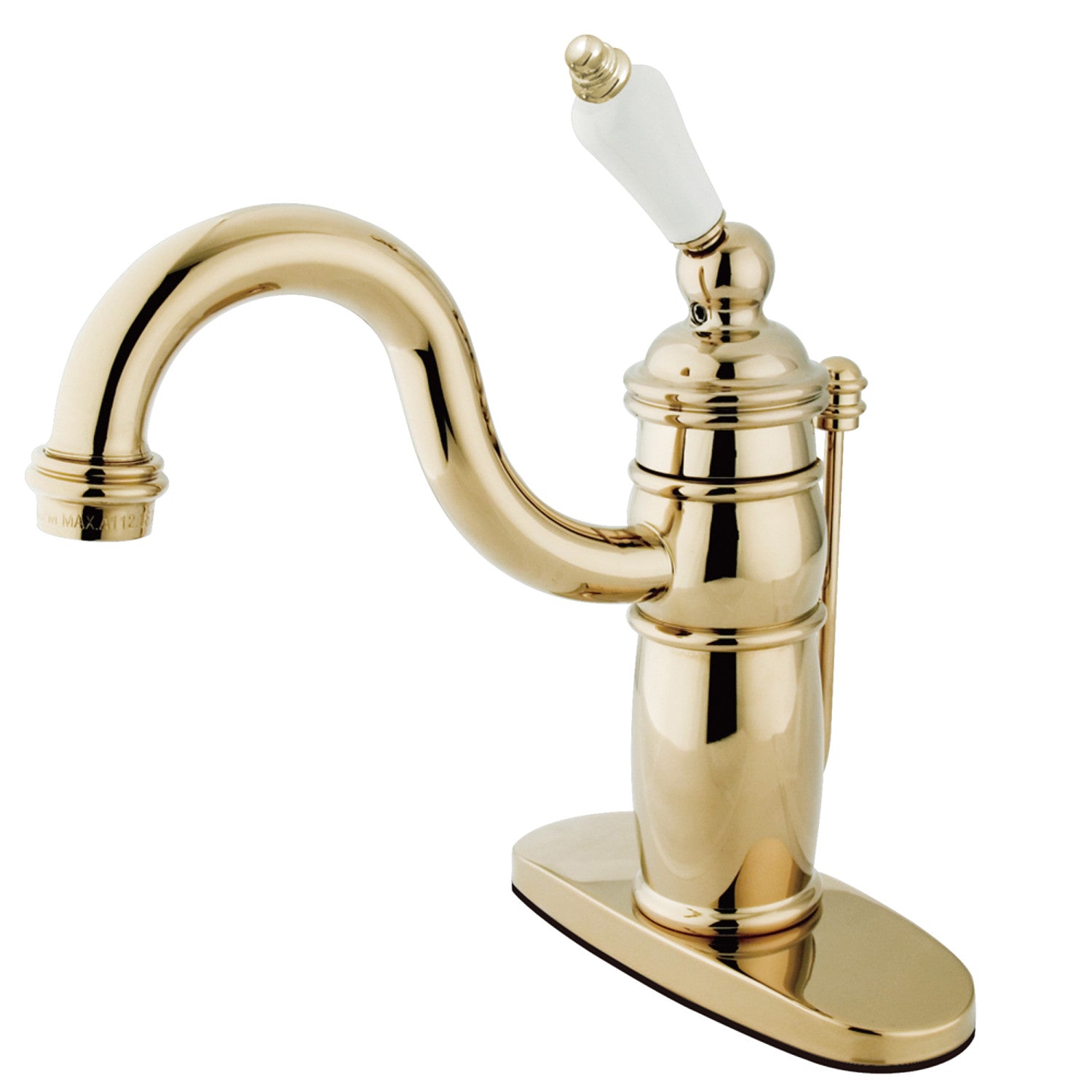 Kingston Heirloom KB1402PL - Victorian One-Handle 1-Hole Bathroom Faucet with Deck Plate and Pop-Up Drain, Polished Brass — image 1